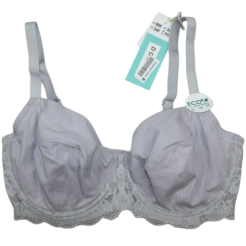 Dorina Hera Cotton Blend Lace Accented Underwire Support Women's Bra 36F NWT